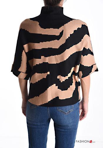 Tiermuster Strickpullover Rollkragen- 3/4 ärmel - ph 2