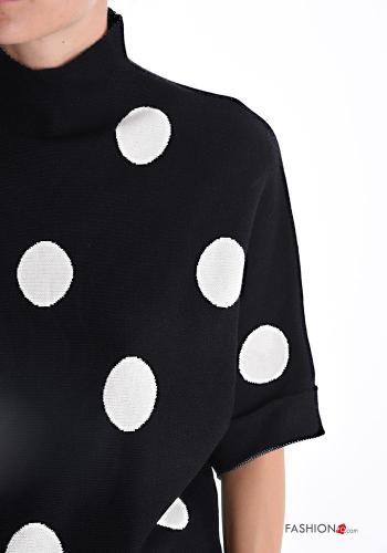 Pull manches courtes Imprimé à pois à col roulé - ph 4