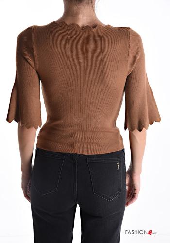 Camisola em jersey canelado manga três quartos - ph 2
