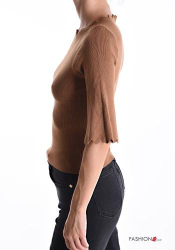 Camisola em jersey canelado manga três quartos - ph 3