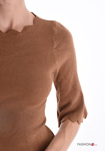 Camisola em jersey canelado manga três quartos - ph 4