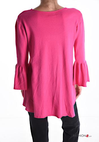 ruffle sleeve Sweater with v-neck 3/4 sleeve - ph 2