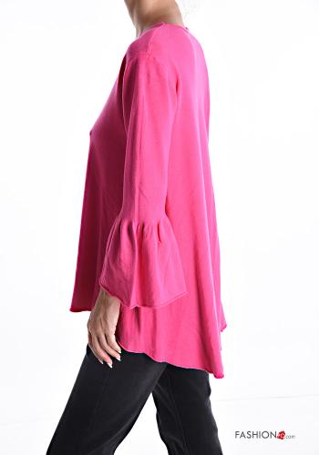 ruffle sleeve Sweater with v-neck 3/4 sleeve - ph 3