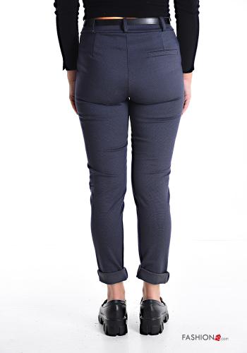 skinny Hose mit Gürtel mit Reißverschluss mit Taschen mit Knöpfen - ph 2
