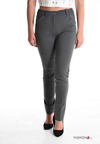 skinny Hose mit Knöpfen mit Reißverschluss mit Taschen - ph 1