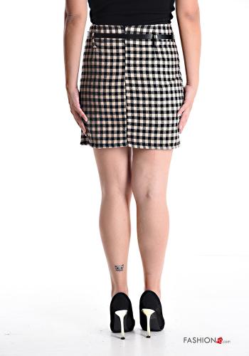 Minigonna in Cotone Fantasia quadrettata vichy con cintura con zip - ph 2