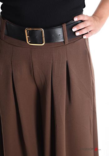 Pantalones wide leg con bolsillos con cinturón con elástico - ph 4