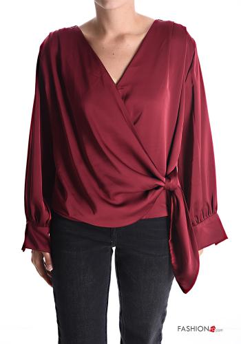 Blusa manga larga con cuello en v con nodo - ph 1