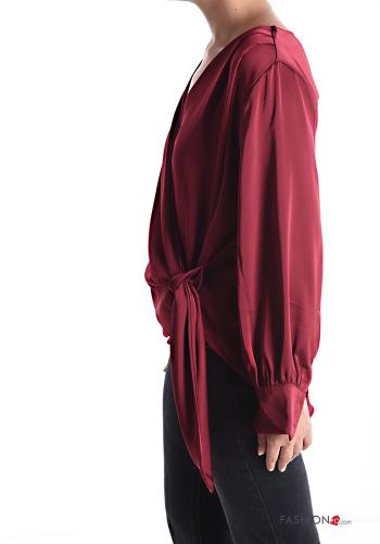 Blusa manga larga con cuello en v con nodo - ph 3