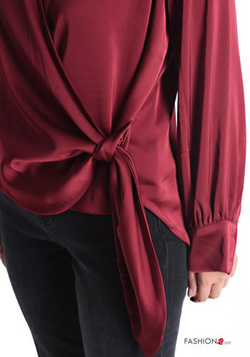 Blusa manga larga con cuello en v con nodo - ph 4