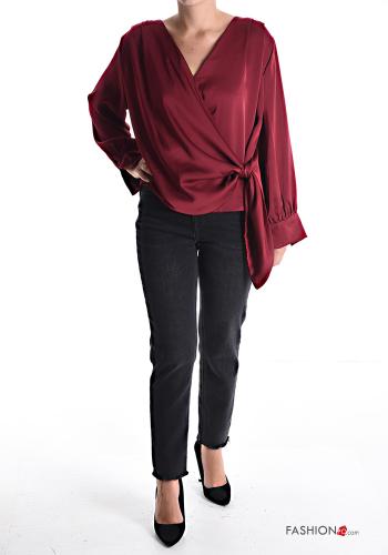Blusa manga larga con cuello en v con nodo - ph 5