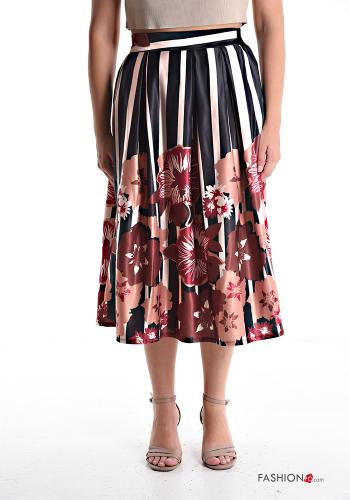 Jupe satin mi-longue Imprimé mixte avec élastique - ph 1
