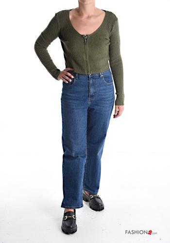 long sleeve crew neck Ribbed mini Cardigan with zip - ph 5
