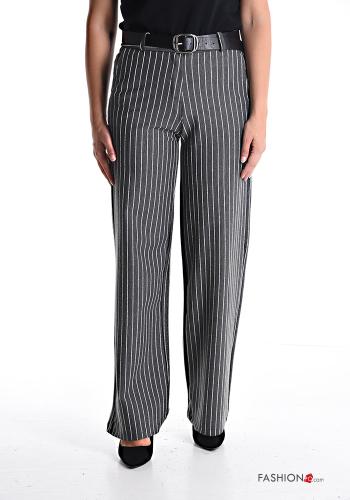 Streifenmuster Hose mit Gürtel mit Taschen - ph 1