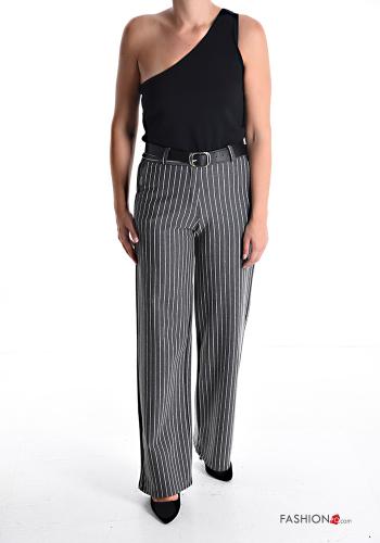 Streifenmuster Hose mit Gürtel mit Taschen - ph 5