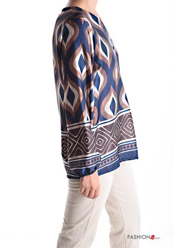 Blusa raso maniche lunghe Fantasia optical scollo a V - ph 3