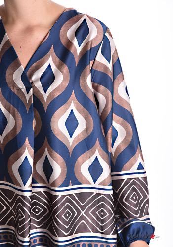 Blusa raso maniche lunghe Fantasia optical scollo a V - ph 4