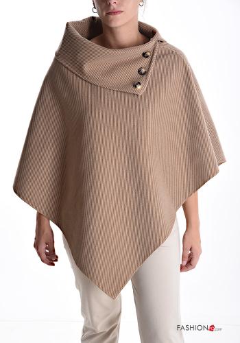 Poncho assimétrico com gola com botões - ph 1