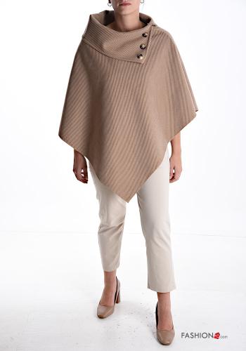 Poncho assimétrico com gola com botões - ph 5