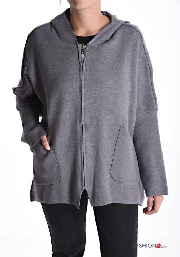 Sweatshirt manches longues avec poches à capuche avec fermeture éclair - ph 1