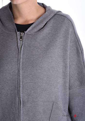 Sweatshirt manches longues avec poches à capuche avec fermeture éclair - ph 4
