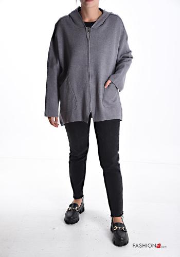 Sweatshirt manches longues avec poches à capuche avec fermeture éclair - ph 5