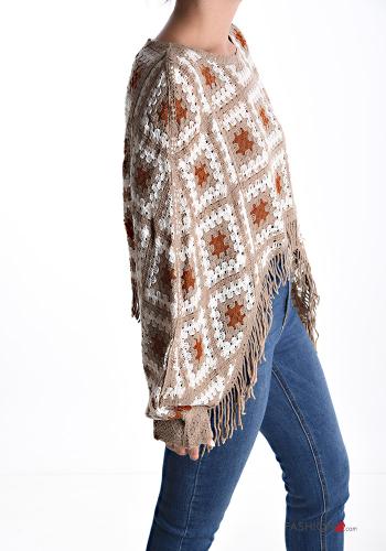 Pull en Coton au crochet col rond manches longues à broderie à franges - ph 3