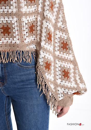 Pull en Coton au crochet col rond manches longues à broderie à franges - ph 4