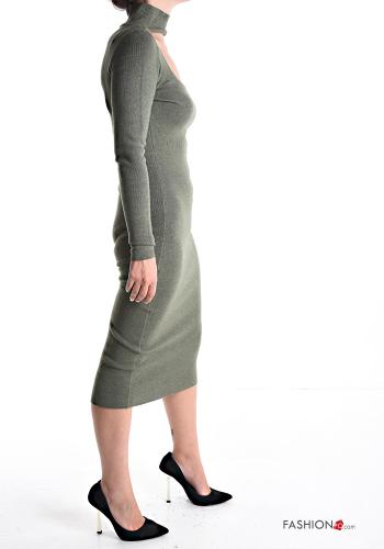 Gerippte etuikleid lange ärmel Kleid - ph 3