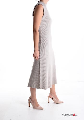 Vestido em jersey canelado sem mangas com gola subida - ph 3
