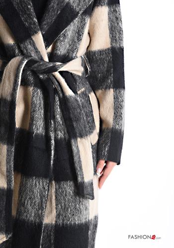 Cappotto Fantasia quadrettata vichy con cintura in stoffa con fodera con bottoni con tasche - ph 4