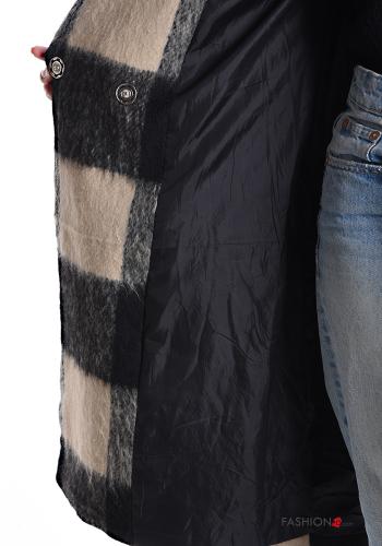 Cappotto Fantasia quadrettata vichy con cintura in stoffa con fodera con bottoni con tasche - ph 5