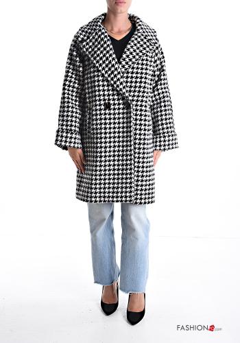 Manteau Imprimé pied de poule avec poches avec doublure à boutons - ph 1