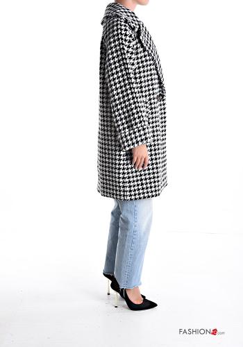 Manteau Imprimé pied de poule avec poches avec doublure à boutons - ph 3