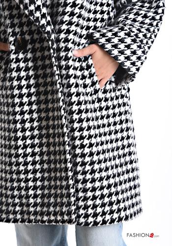 Manteau Imprimé pied de poule avec poches avec doublure à boutons - ph 4