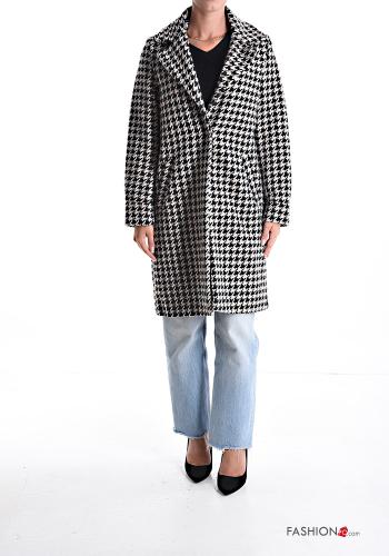 Houndstooth Coat with buttons with lining with pockets - ph 1