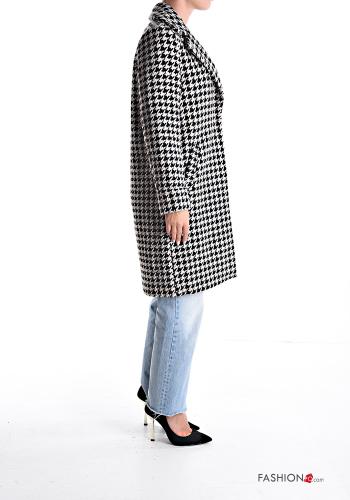Houndstooth Coat with buttons with lining with pockets - ph 3
