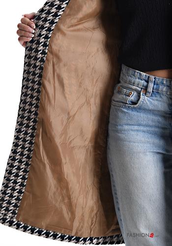 Houndstooth Coat with buttons with lining with pockets - ph 5