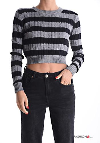Striped long sleeve crew neck mini Sweater - ph 1