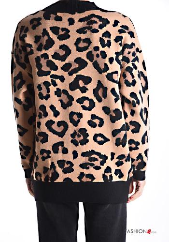 Animal print long sleeve Cardigan with buttons with v-neck - ph 2