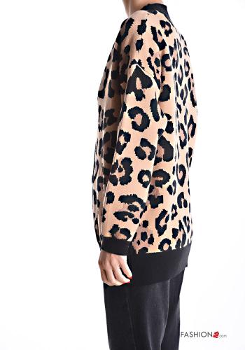 Animal print long sleeve Cardigan with buttons with v-neck - ph 3