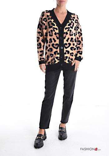 Animal print long sleeve Cardigan with buttons with v-neck - ph 5