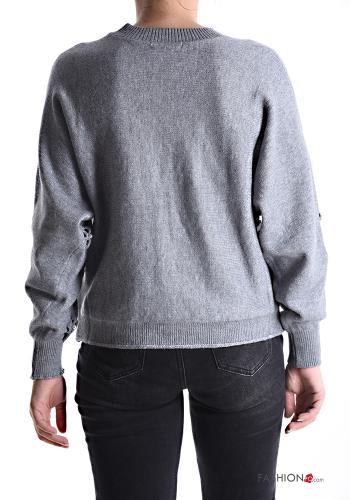 long sleeve crew neck Sweater with pearls - ph 2