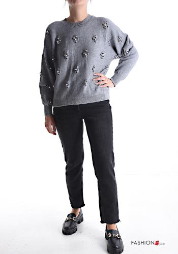 long sleeve crew neck Sweater with pearls - ph 5