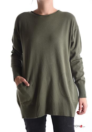 long sleeve crew neck Sweater with pockets - ph 1