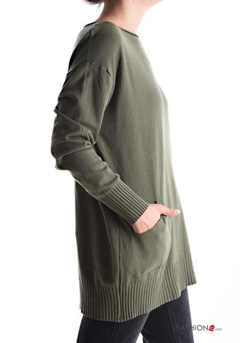 long sleeve crew neck Sweater with pockets - ph 3
