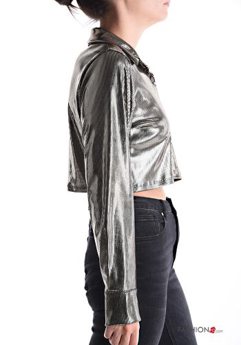 Camicia maniche lunghe con colletto corto metallizzato con bottoni - ph 3
