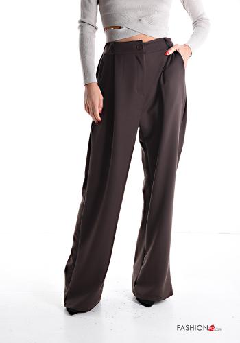 wide leg lange Hose mit Knöpfen mit Reißverschluss mit Taschen - ph 1