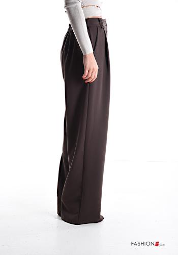 wide leg lange Hose mit Knöpfen mit Reißverschluss mit Taschen - ph 3