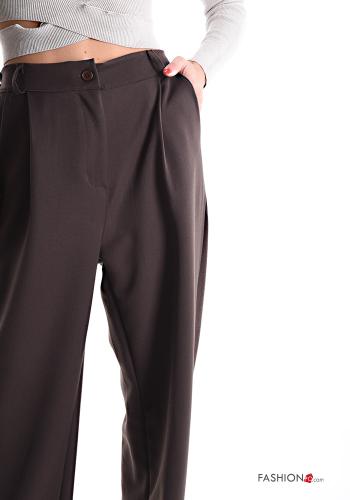 wide leg lange Hose mit Knöpfen mit Reißverschluss mit Taschen - ph 4